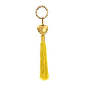 
                  
                    Load image into Gallery viewer, Keychain brass heart with yellow tassel
                  
                