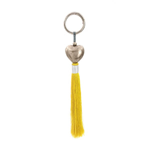 
                  
                    Load image into Gallery viewer, Keychain brass heart silver plated with yelloe tassel
                  
                