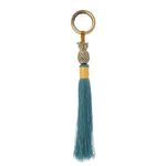 Keychain brass gold pineapple dusty blue tassel S