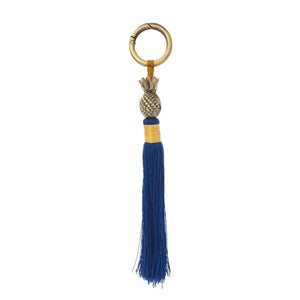 
                  
                    Load image into Gallery viewer, Keychain brass gold pineapple navy tassel S
                  
                