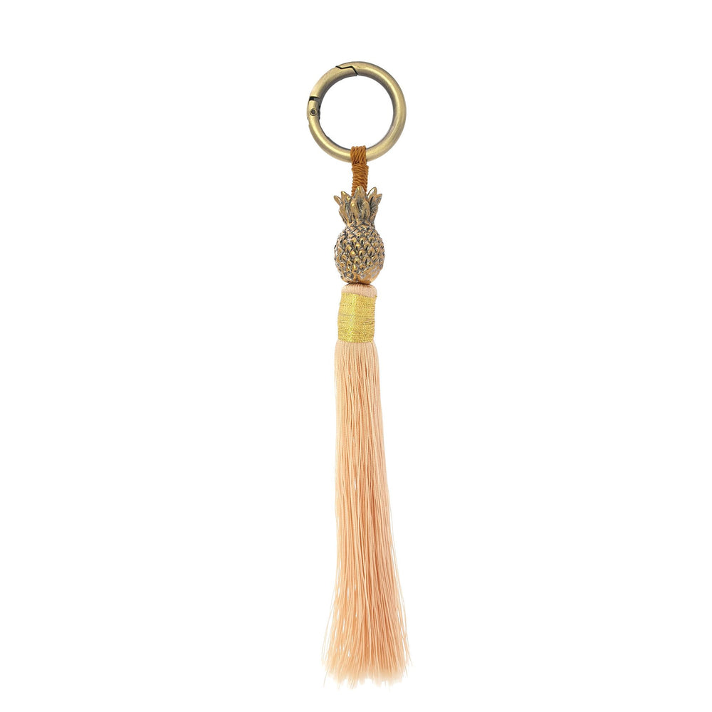 
                  
                    Load image into Gallery viewer, Keychain brass gold pineapple peach tassel S
                  
                
