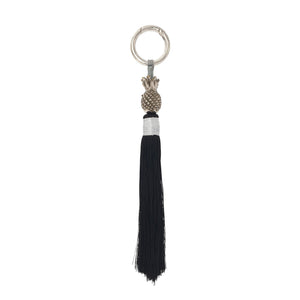 
                  
                    Load image into Gallery viewer, Keychain brass silver pineapple black tassel S
                  
                