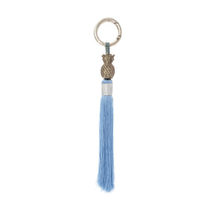 
                  
                    Load image into Gallery viewer, Keychain brass silver pineapple light blue tassel S
                  
                