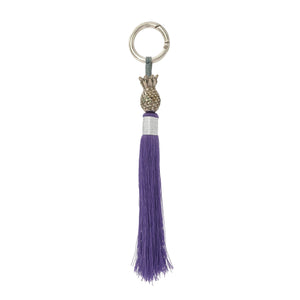 
                  
                    Load image into Gallery viewer, Keychain brass silver pineapple lilac tassel S
                  
                