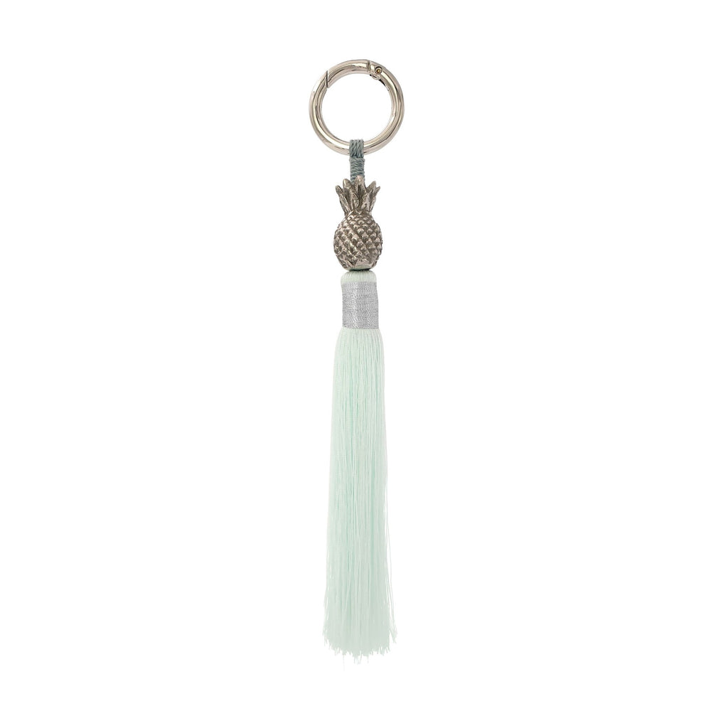 
                  
                    Load image into Gallery viewer, Keychain brass silver pineapple mint tassel S
                  
                