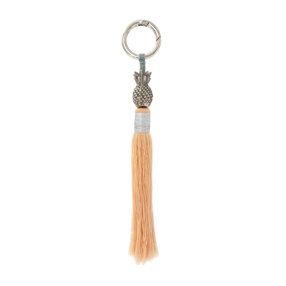 
                  
                    Load image into Gallery viewer, Keychain brass silver pineapple peach tassel S
                  
                