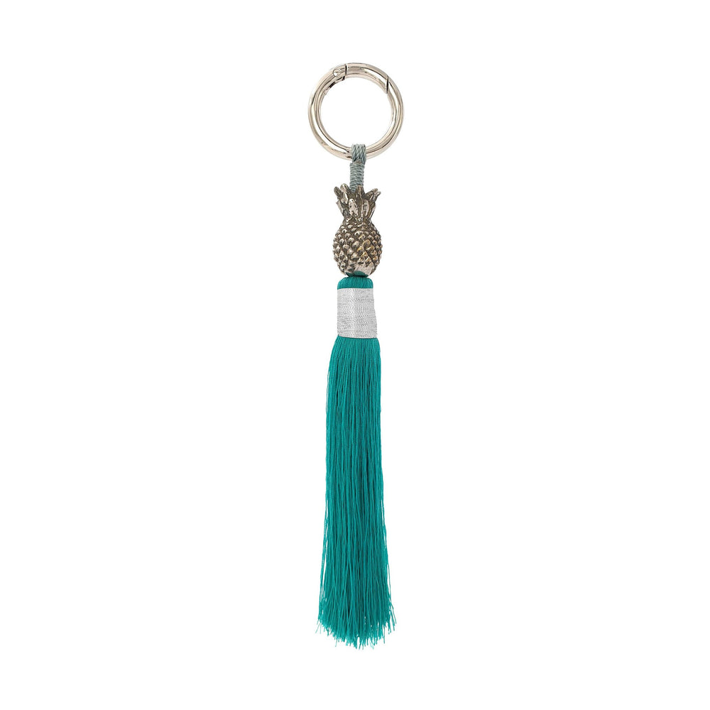 
                  
                    Load image into Gallery viewer, Keychain brass silver pineapple turquoise tassel S
                  
                