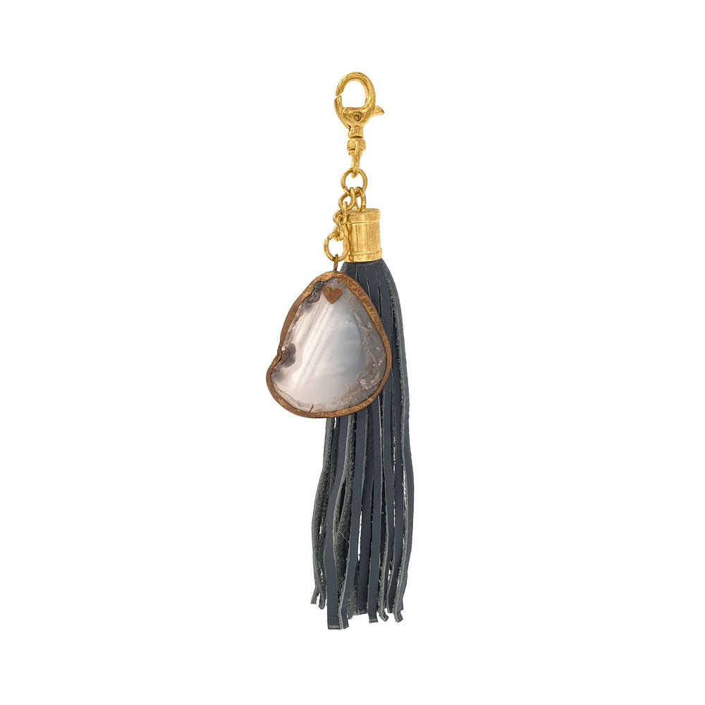 
                  
                    Load image into Gallery viewer, Keychain Leather Tassel Agate Stone Charm
                  
                