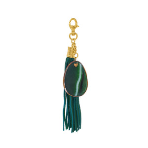 
                  
                    Load image into Gallery viewer, Keychain Leather Tassel Agate Stone Charm
                  
                