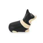 Mini handmade wooden toy animal dog side view