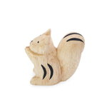 Mini handmade wooden toy animal squirrel side view