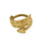 Handmade brass napkin ring arrow front view