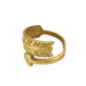 
                  
                    Load image into Gallery viewer, Handmade brass napkin ring arrow side view 1
                  
                
