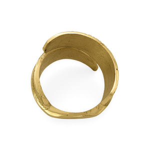 
                  
                    Load image into Gallery viewer, Handmade brass napkin ring feather top view
                  
                