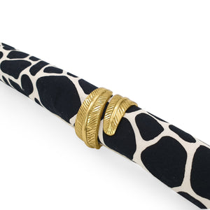 
                  
                    Load image into Gallery viewer, Handmade brass napkin ring feather
                  
                