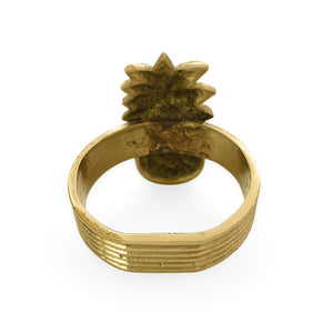 
                  
                    Load image into Gallery viewer, Handmade brass napkin ring pineapple back view
                  
                