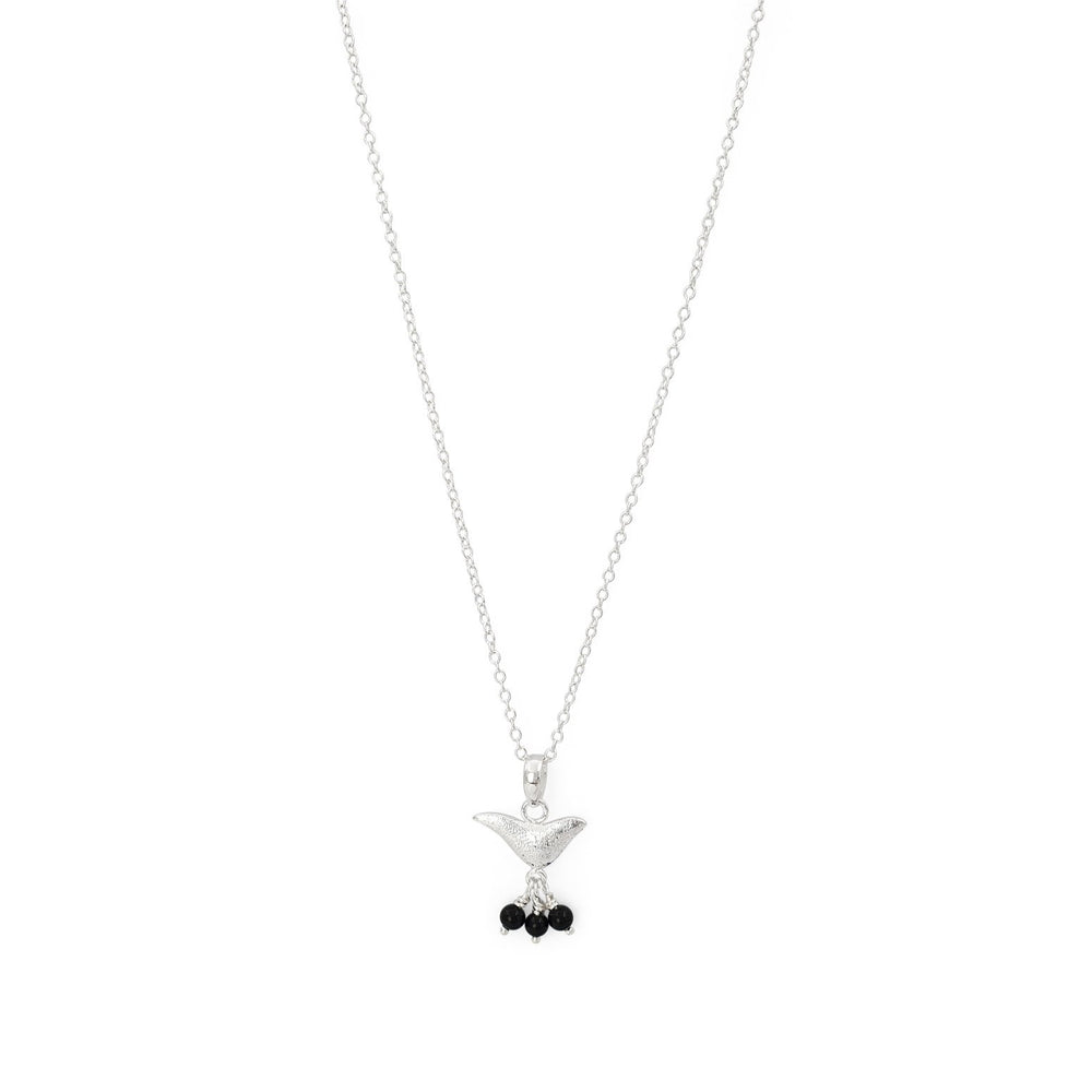 
                  
                    Load image into Gallery viewer, Brass bird charm necklace black onyx silver plated
                  
                