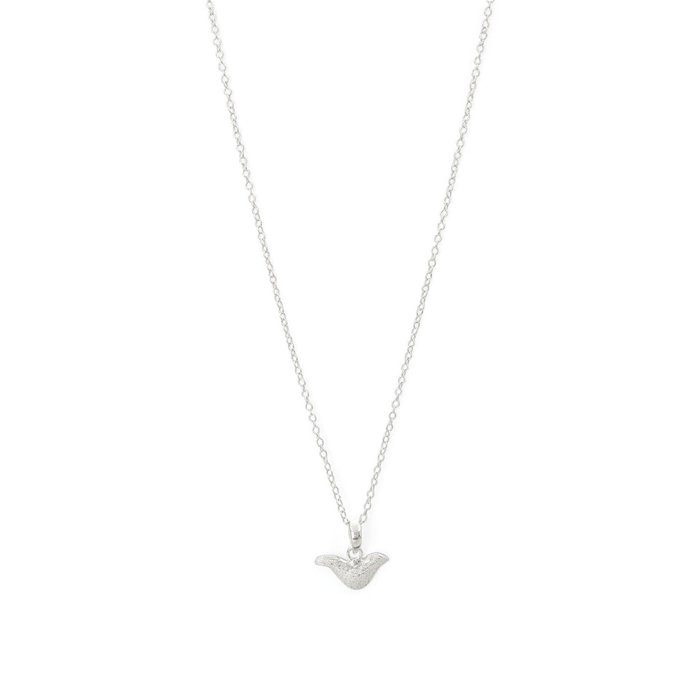 
                  
                    Load image into Gallery viewer, Brass bird charm necklace silver plated
                  
                