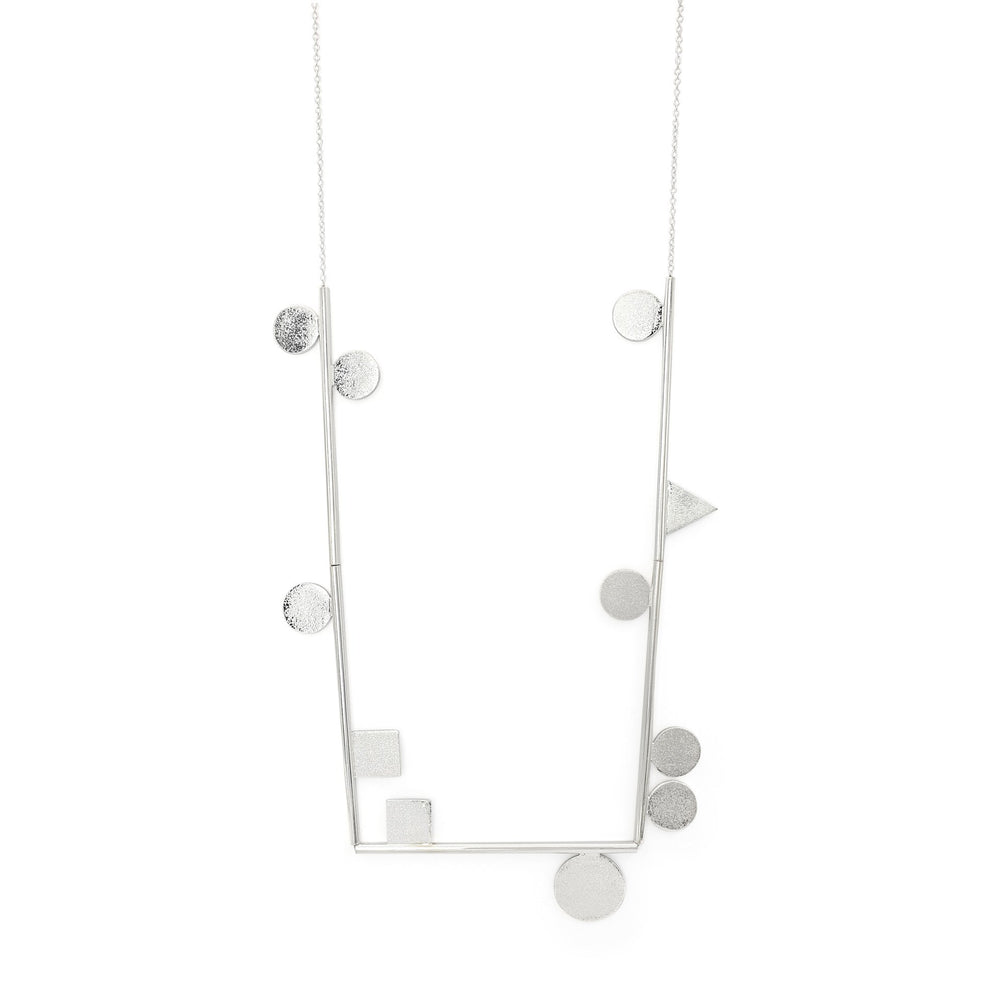 
                  
                    Load image into Gallery viewer, Handmade brass minimalist geometric necklace silver plated 
                  
                