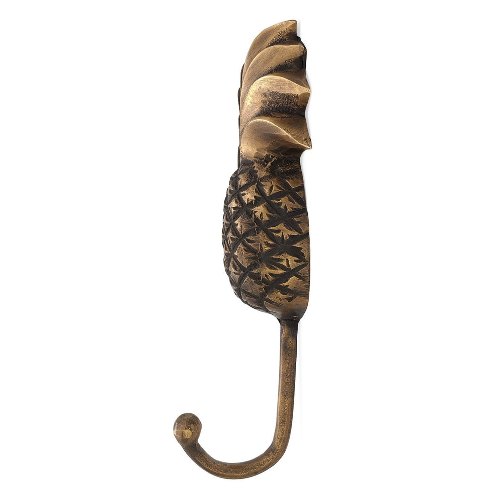 
                  
                    Load image into Gallery viewer, Pineapple hook handmade Brass antique color XL side view
                  
                