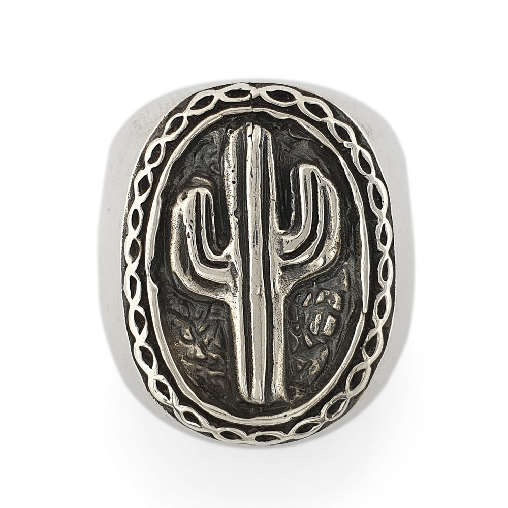 
                  
                    Load image into Gallery viewer, Ring Brass Cactus Silver 925 front
                  
                
