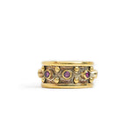 Brass Boho Ring Dot Purple Zircon