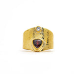 Ring from solid brass Triangle with zircon Gold Front