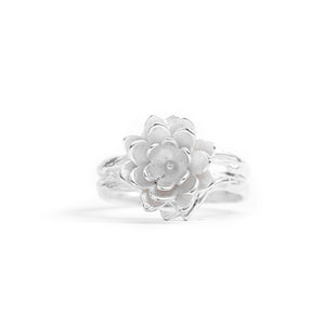 
                  
                    Load image into Gallery viewer, Ring Lotus Flower Dot Silver Front
                  
                