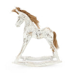Handmade wooden rocking horse white L side view