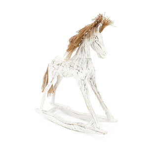 
                  
                    Load image into Gallery viewer, Handmade wooden rocking horse white L angle view
                  
                