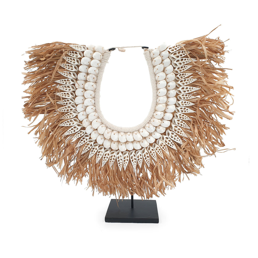 
                  
                    Load image into Gallery viewer, Shell Necklace Decor on stand with Rafia Fringes
                  
                