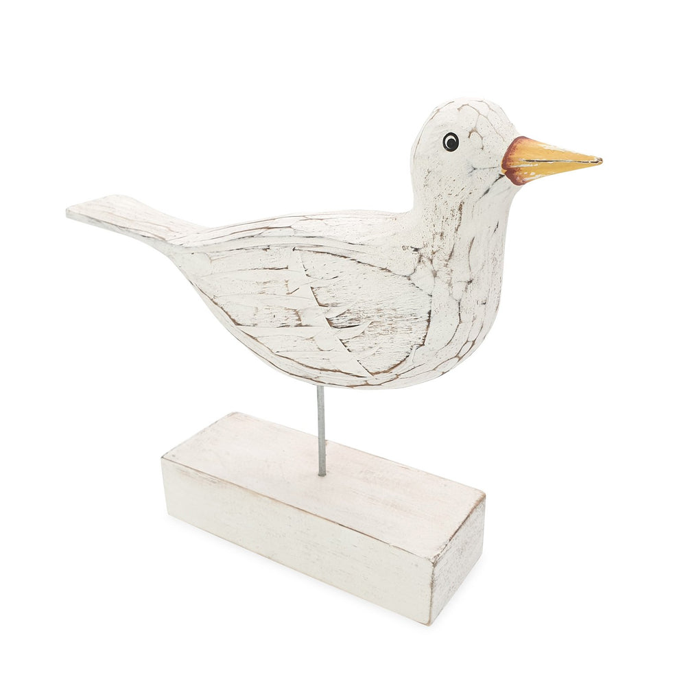 Wooden bird statue white