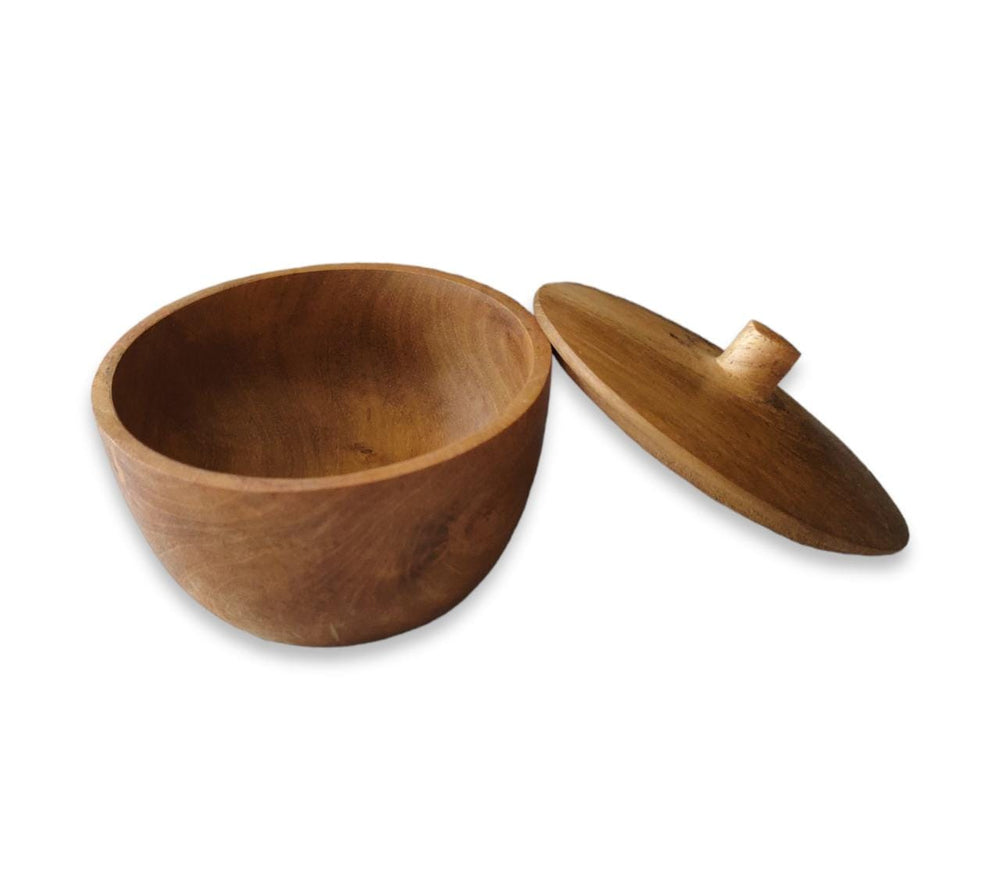 Wooden Bowl With Top Single