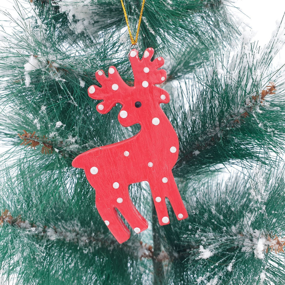 Wooden Christmas Ornament Red Deer