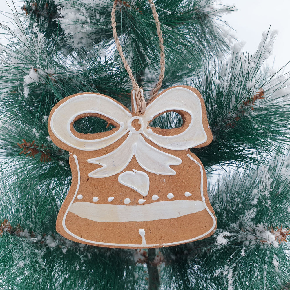 Wooden Christmas Ornament Gingerbread Bell