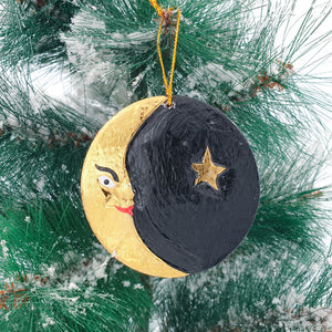 
                  
                    Load image into Gallery viewer, Wooden Christmas Ornament Gold Moon &amp;amp; Sun
                  
                