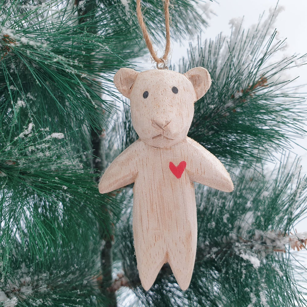 Wooden Christmas Ornament Loving Bear