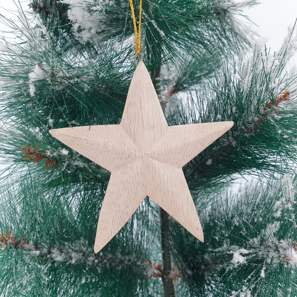 Wooden Christmas Ornaments Natural Star