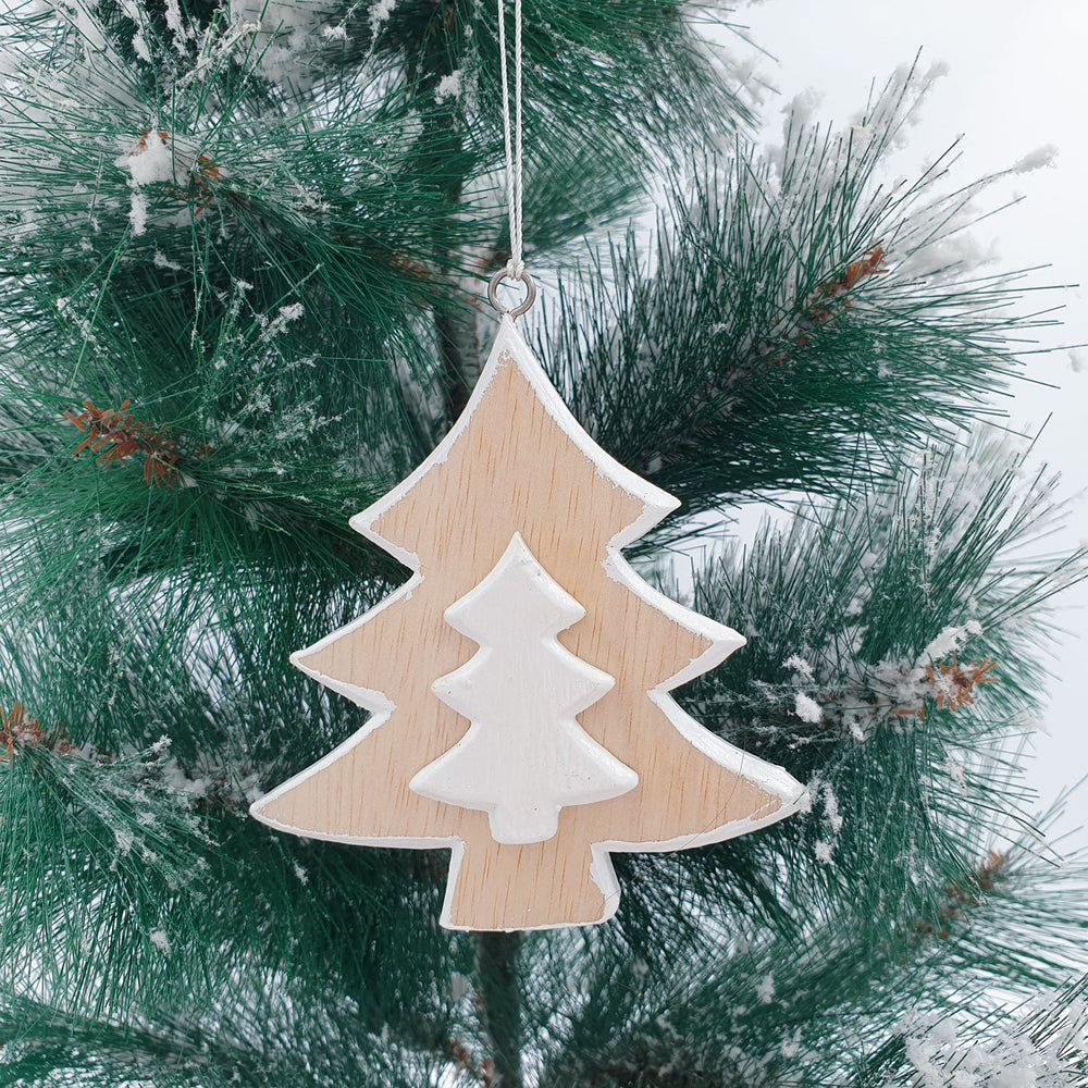 Wooden Christmas Ornament natural White Tree