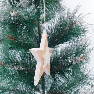 
                  
                    Load image into Gallery viewer, Wooden Christmas Ornaments Natural White Stars
                  
                
