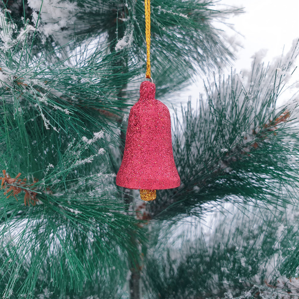Wooden Christmas Ornament Sparkling Red Bell