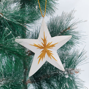 
                  
                    Load image into Gallery viewer, Wooden Christmas Ornaments Sparkling White Stars
                  
                