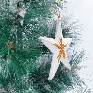 
                  
                    Load image into Gallery viewer, Wooden Christmas Ornaments Sparkling White Stars
                  
                