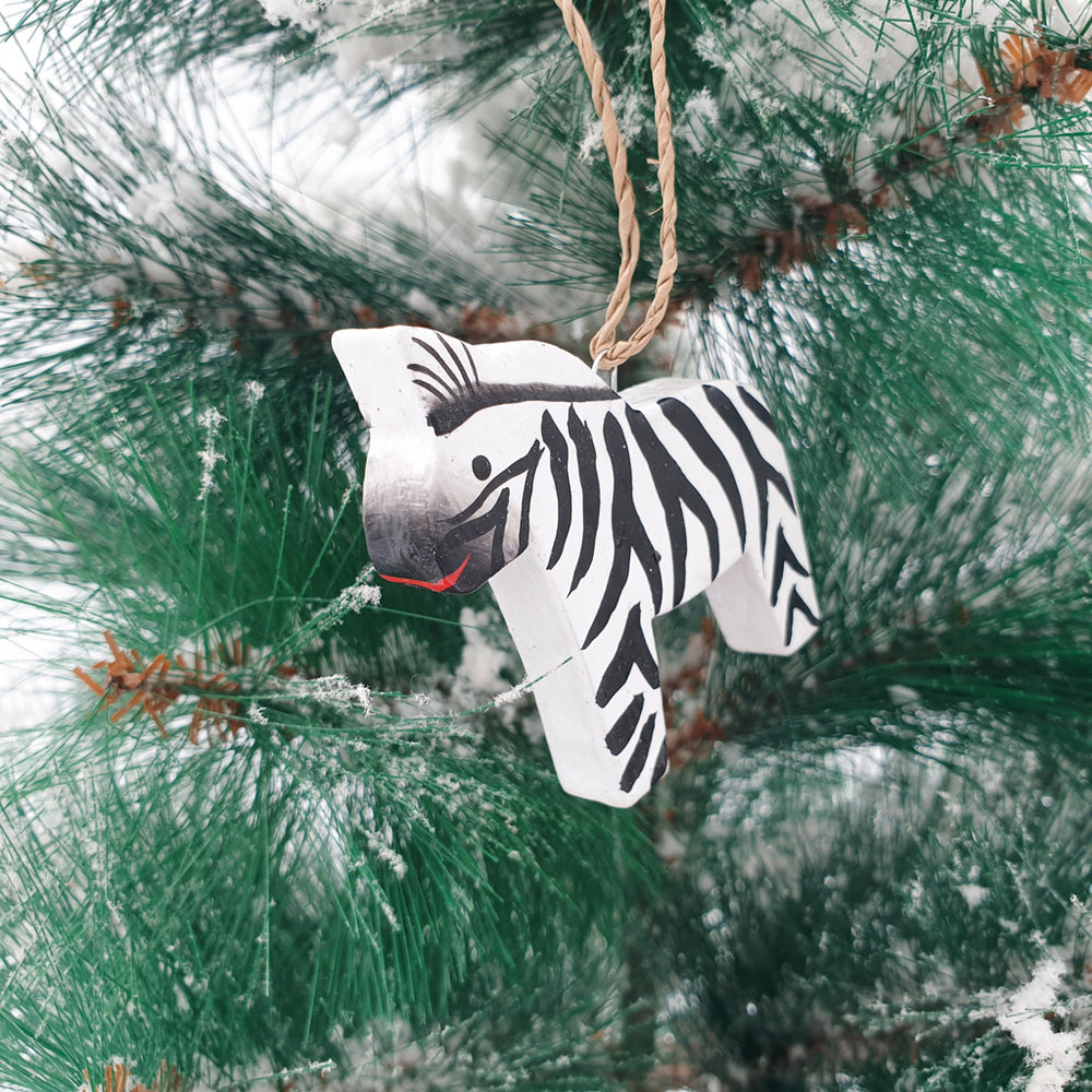 
                  
                    Load image into Gallery viewer, Wooden Christmas Ornament Zebra
                  
                