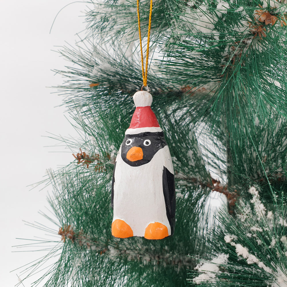 Wooden Christmas Ornaments Happy Pinguin