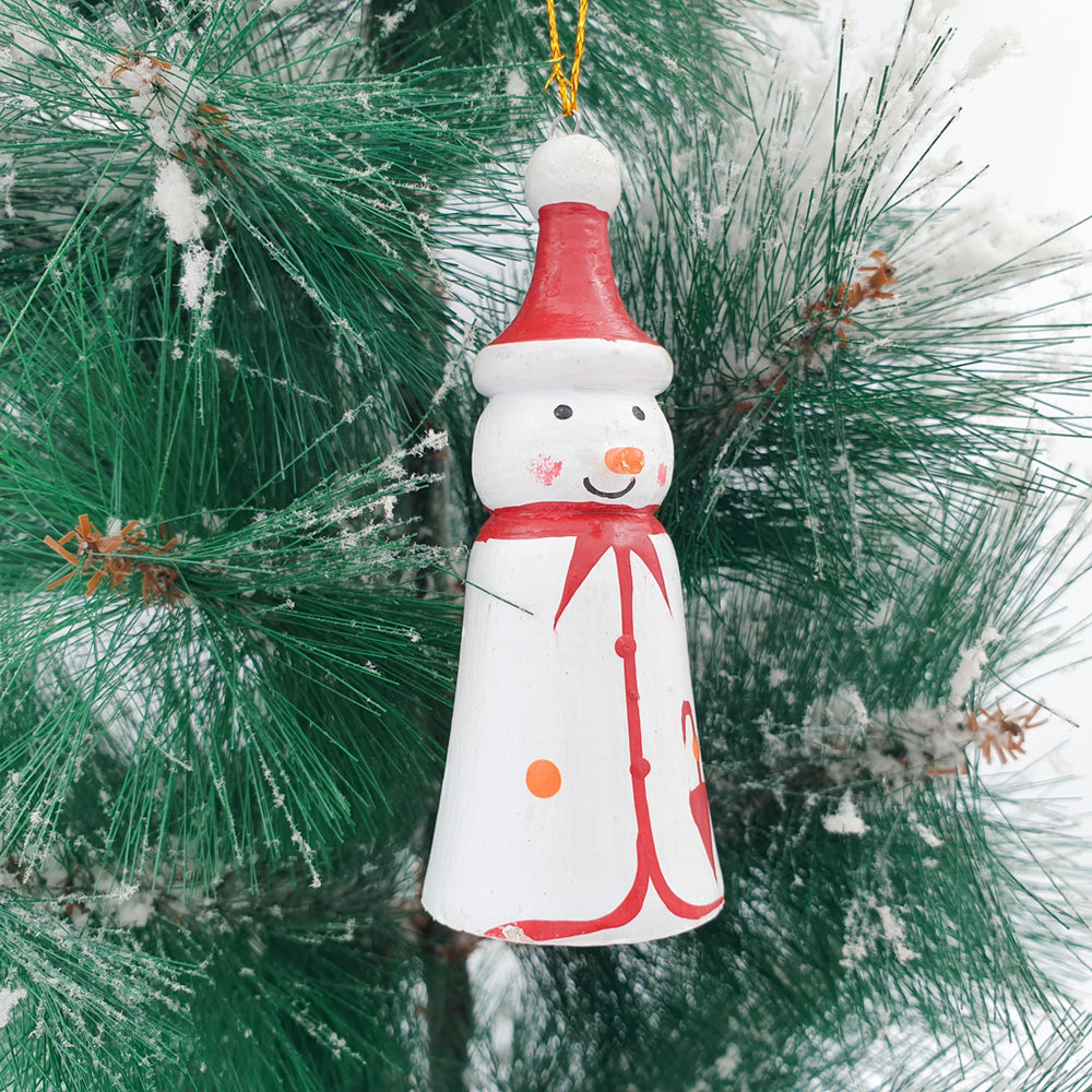 Wooden Christmas Ornaments Round Snowman Pino