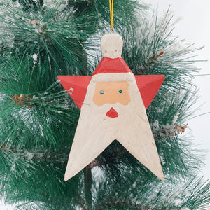 
                  
                    Load image into Gallery viewer, Wooden Christmas Ornaments Vintage Star Santa
                  
                