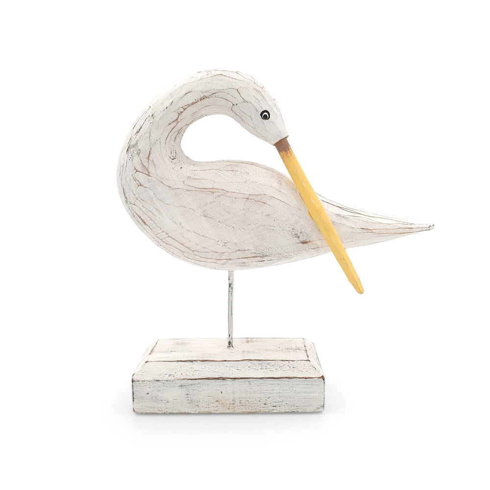 Wooden Decorative White water Bird