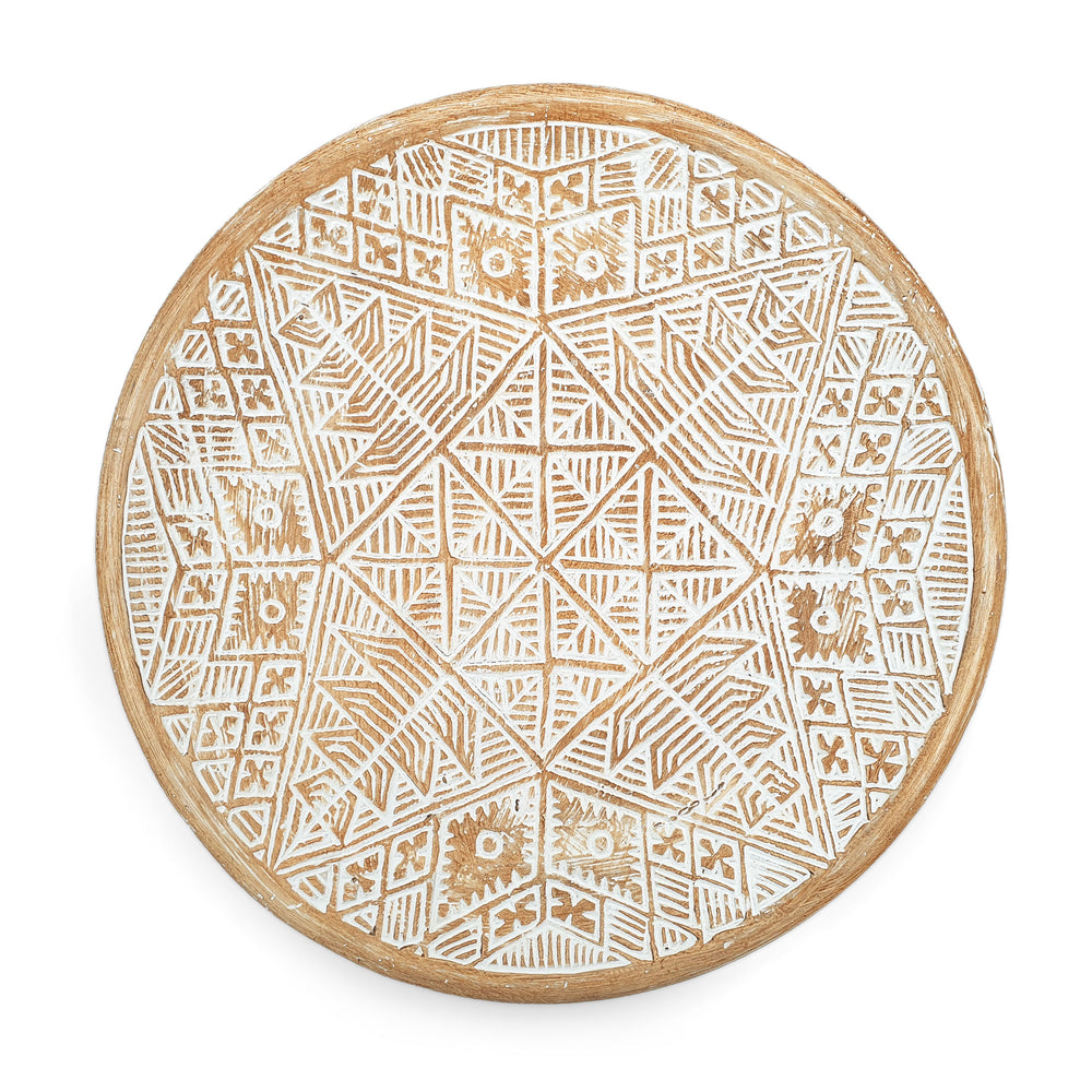 
                  
                    Load image into Gallery viewer, Wooden Flores Decorative Tribal Plate White
                  
                