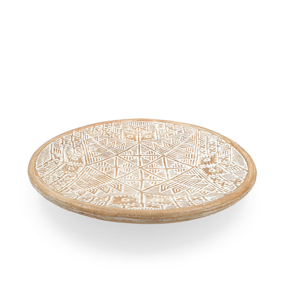 
                  
                    Load image into Gallery viewer, Wooden Flores Decorative Tribal Plate White
                  
                